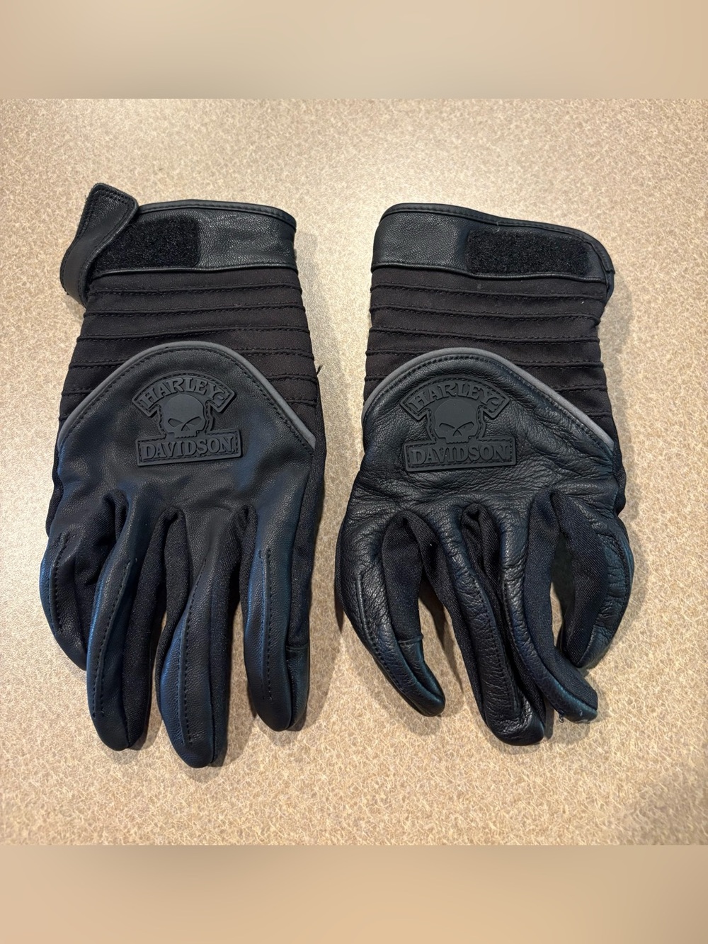Harley Davidson Willie G Skull Leather Mesh Motorcycle Gloves Men's XL Black
